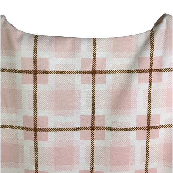 Vera Fishbaugh Dress Womens Pink White Plaid V-Neck Elbow Length Sleeve - Picture 3 of 9